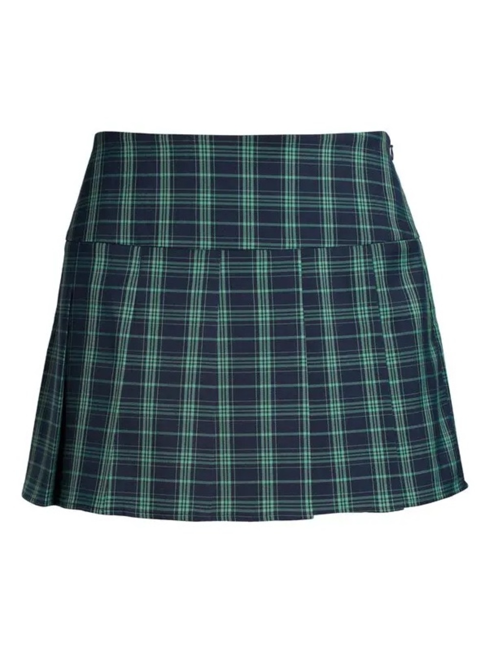 BP Nordstrom Navy Blue & Green Plaid Tartan Pleated School Girl Mini Skirt MED
